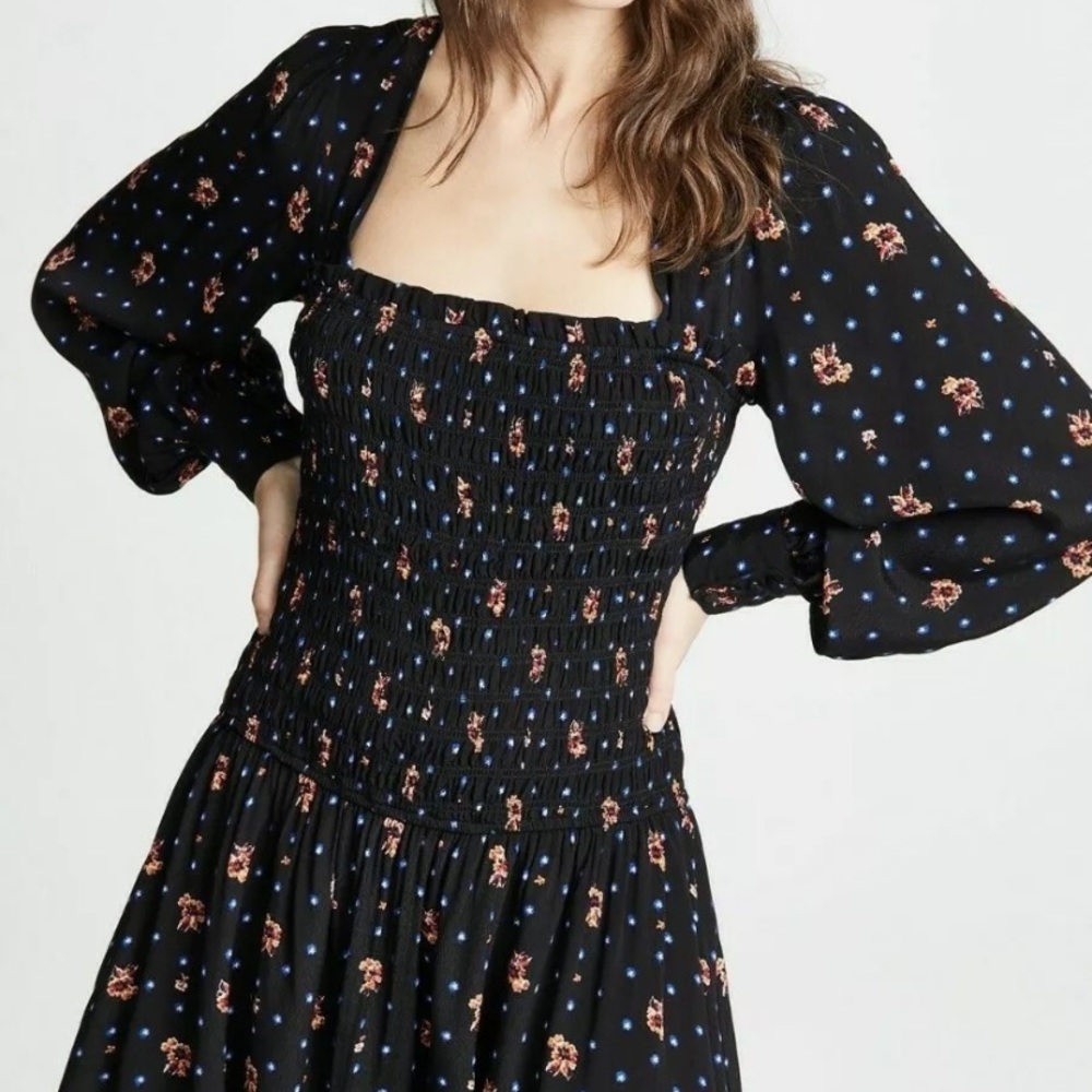 FREE PEOPLE BLACK BOHO MINI DRESS - Picture 5 of 10